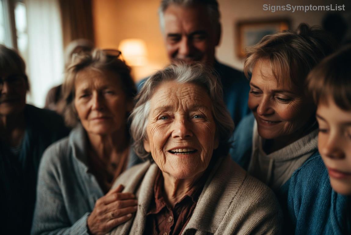Hopeful scene of lung cancer survivor with family support