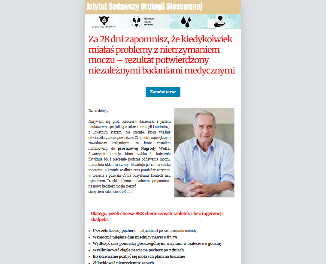 Pierwsza strona produktu UrinolPro