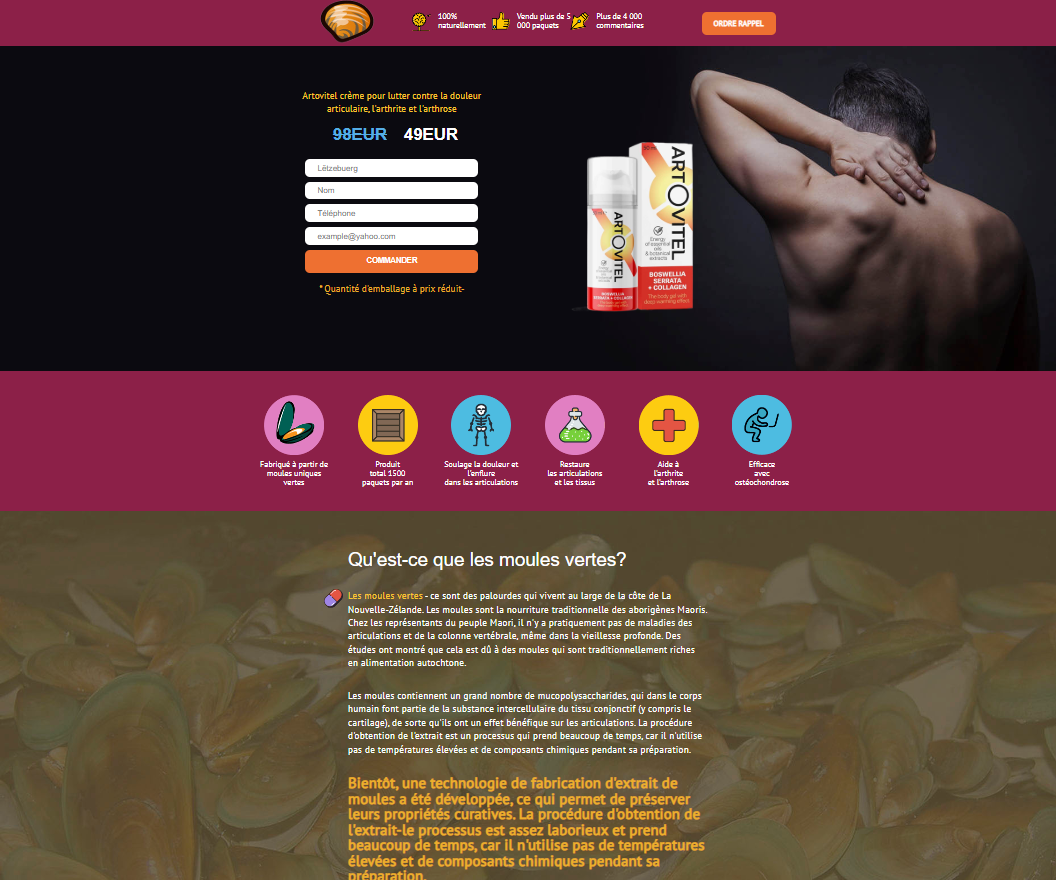 Artovitel product overview in Luxembourg