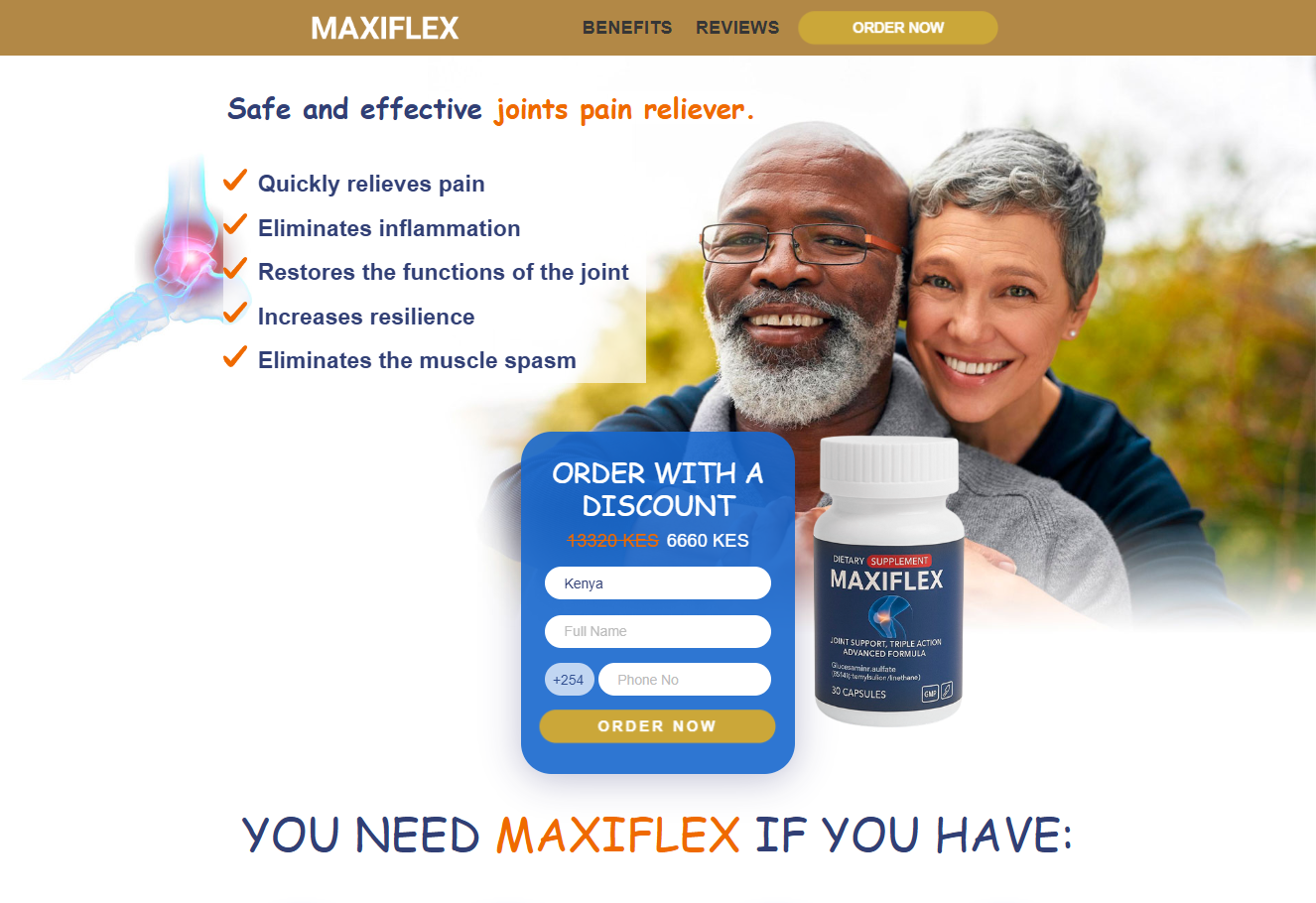 Maxiflex product image showing joint health benefits