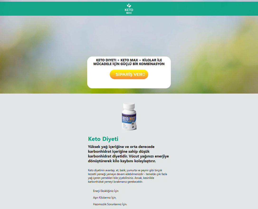 Keto Max ürünü ilk kullanım görseli